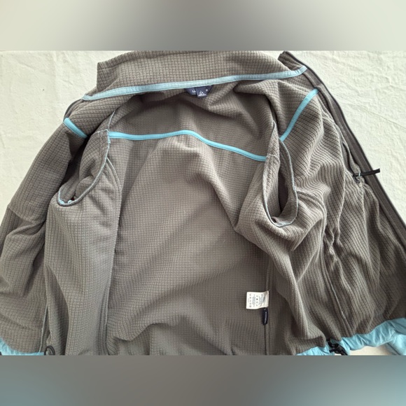 Lands End Women’s Full Zip Mock Neck Zipper Pocket Fleece Windcheck Jacket L - Picture 2 of 11